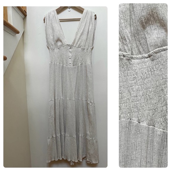 ASOS Dresses & Skirts - ASOS Linen Blend Crinkle Deep V Neck Maxi Dress Size 8/M See Description